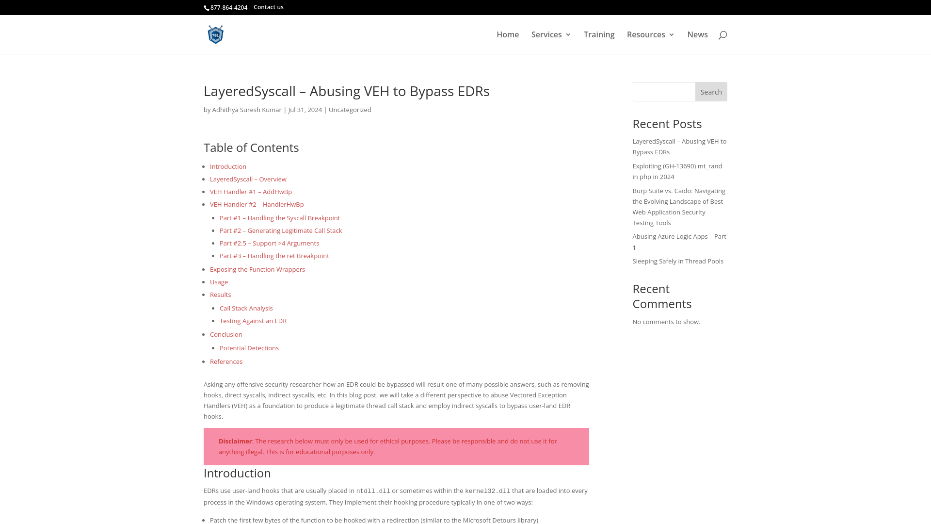 LayeredSyscall - Abusing VEH to Bypass EDRs | White Knight Labs