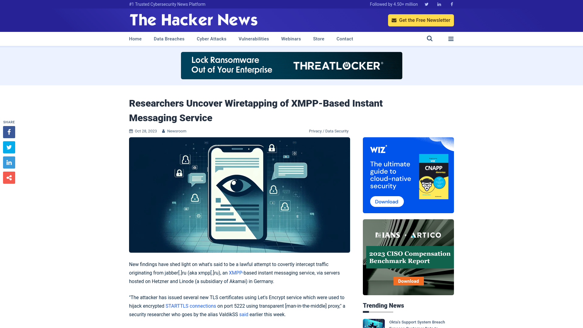 Researchers Uncover Wiretapping of XMPP-Based Instant Messaging Service