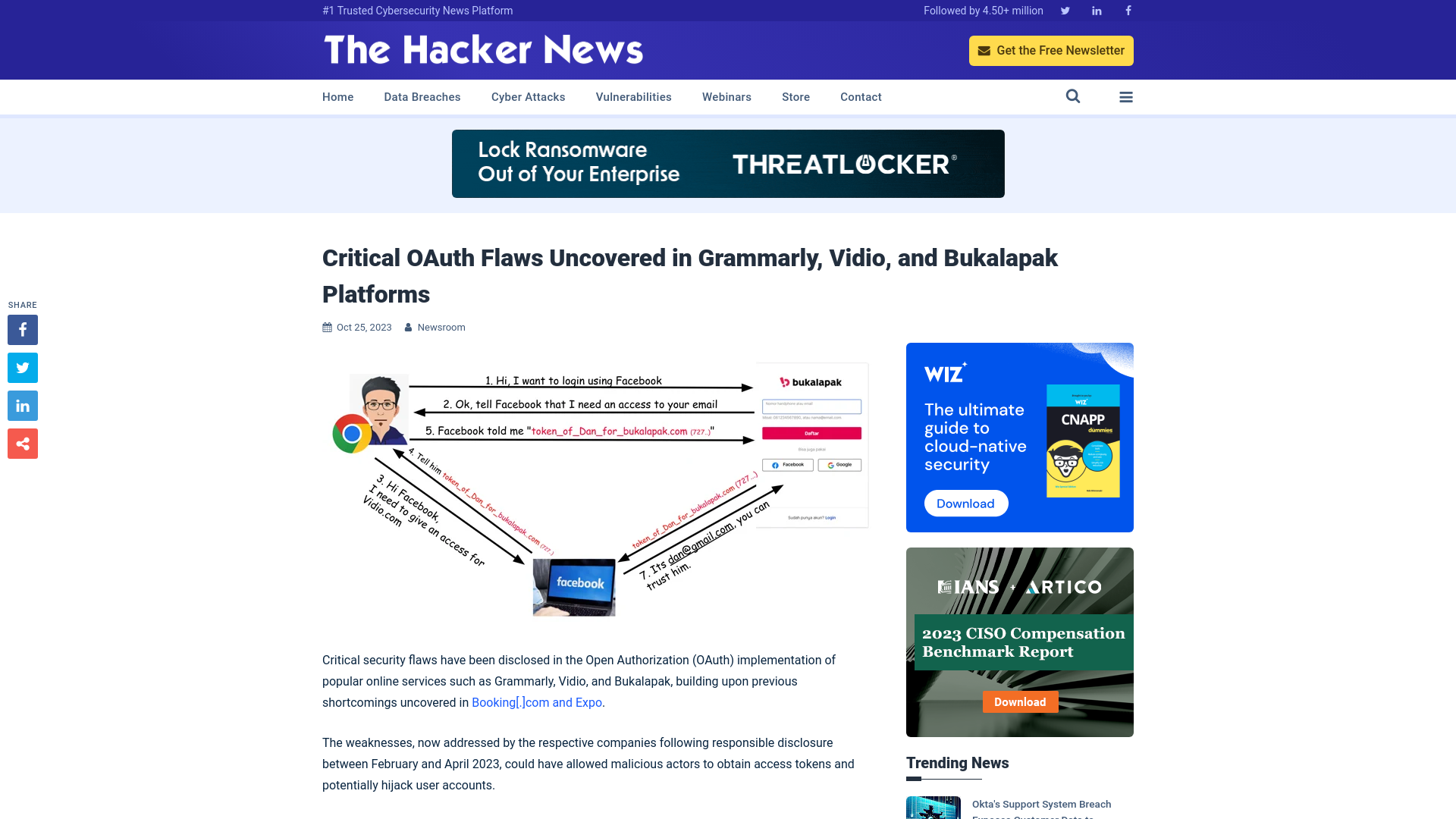 Critical OAuth Flaws Uncovered in Grammarly, Vidio, and Bukalapak Platforms