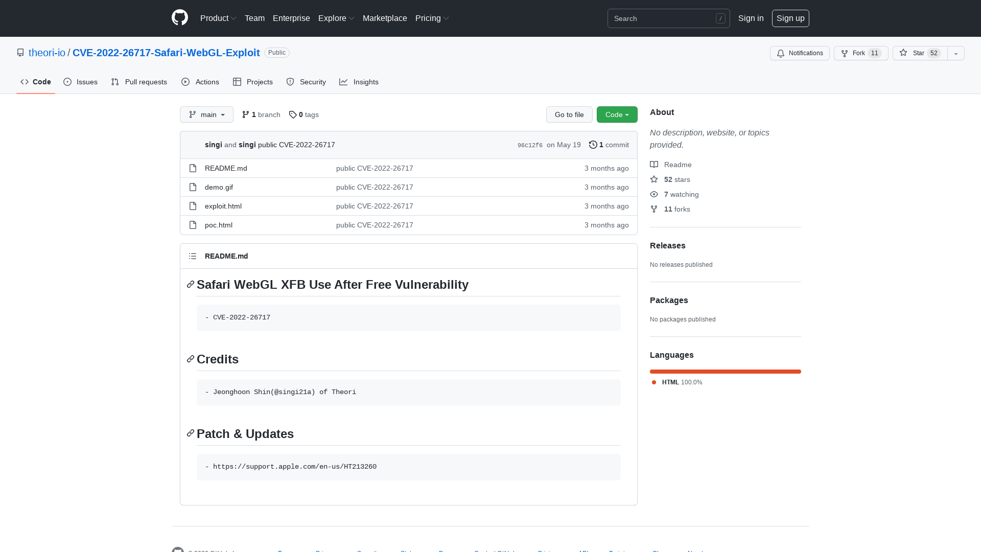 GitHub - theori-io/CVE-2022-26717-Safari-WebGL-Exploit