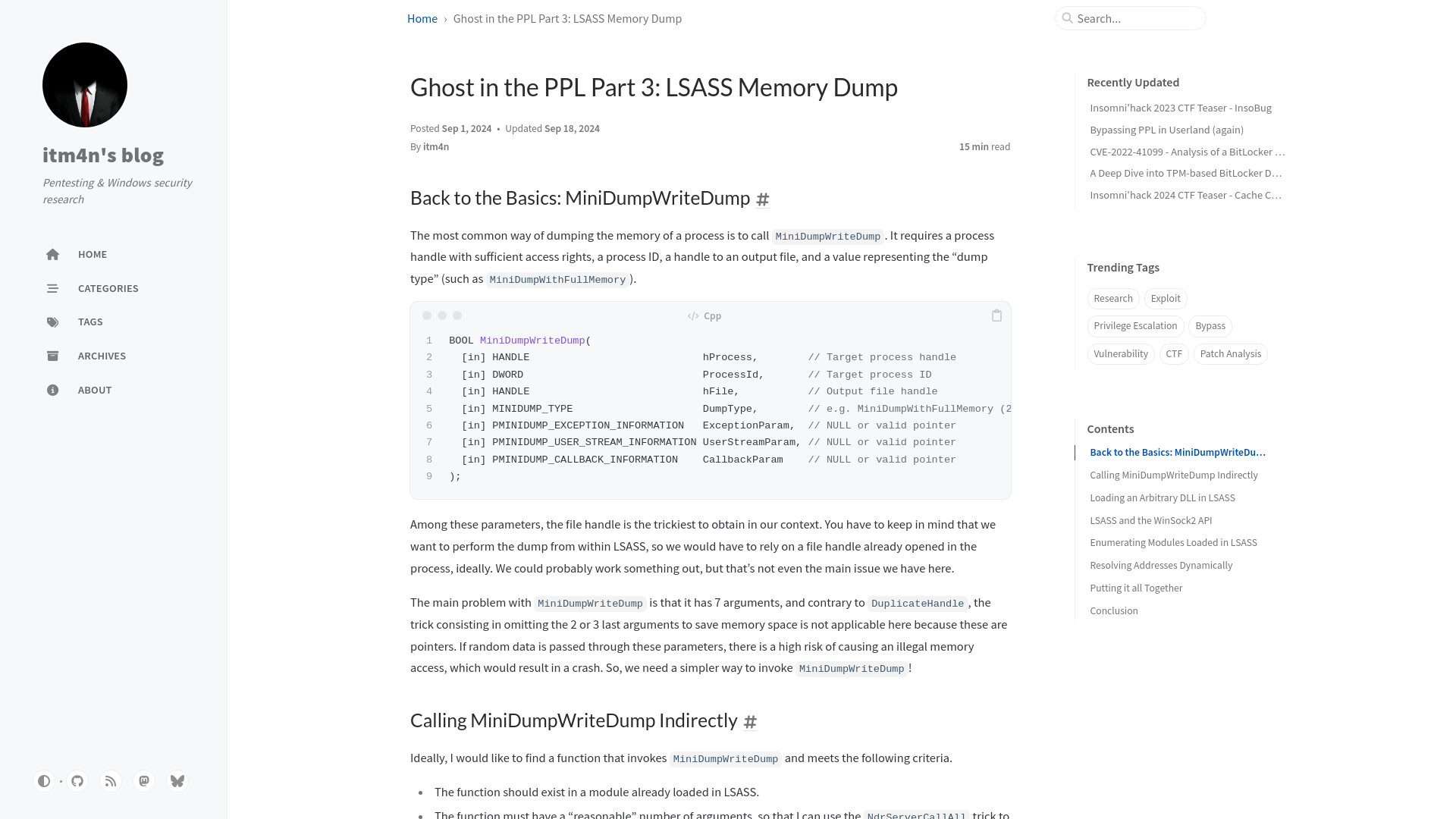 Ghost in the PPL Part 3: LSASS Memory Dump | itm4n's blog