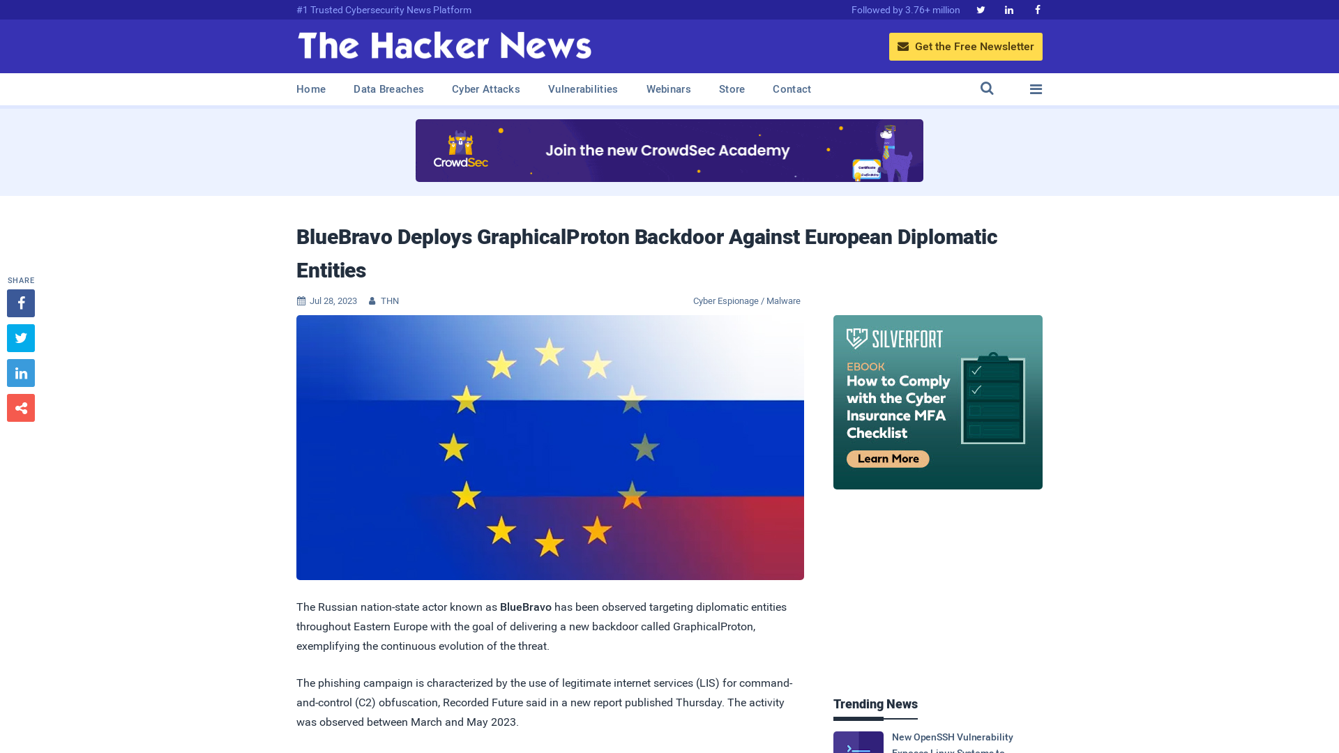 BlueBravo Deploys GraphicalProton Backdoor Against European Diplomatic Entities