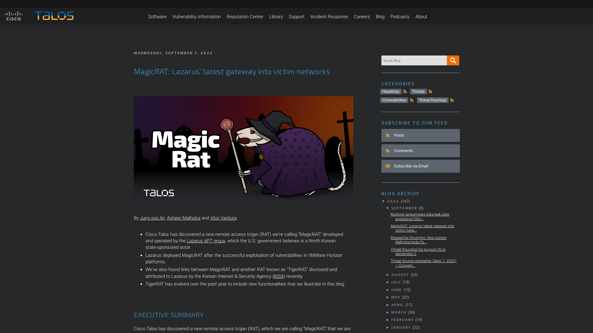 Cisco Talos Intelligence Group - Comprehensive Threat Intelligence: MagicRAT: Lazarus’ latest gateway into victim networks