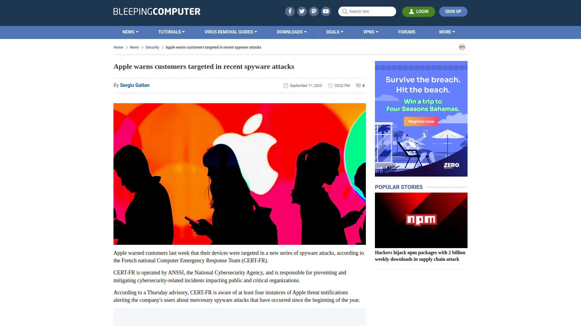Apple warns customers targeted in recent spyware attacks