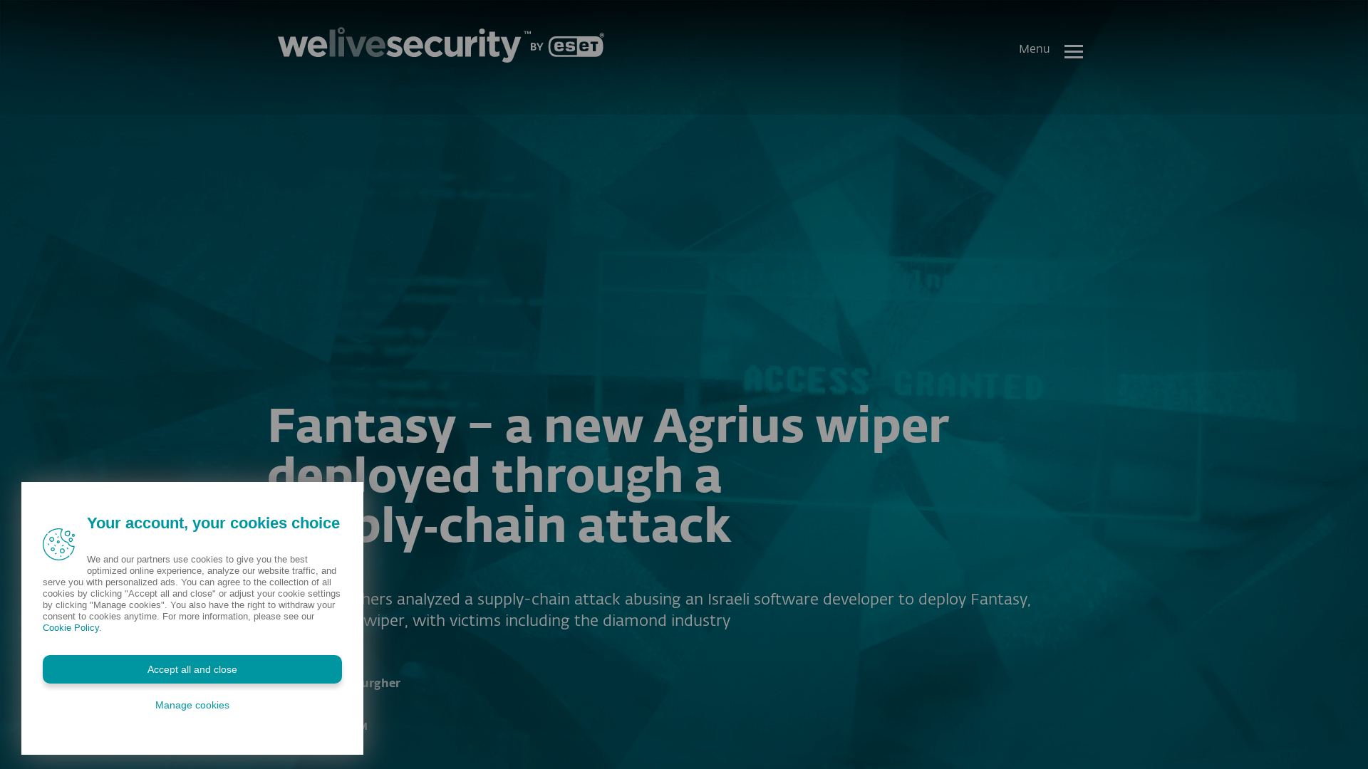 Fantasy – a new Agrius wiper deployed through a supply‑chain attack | WeLiveSecurity