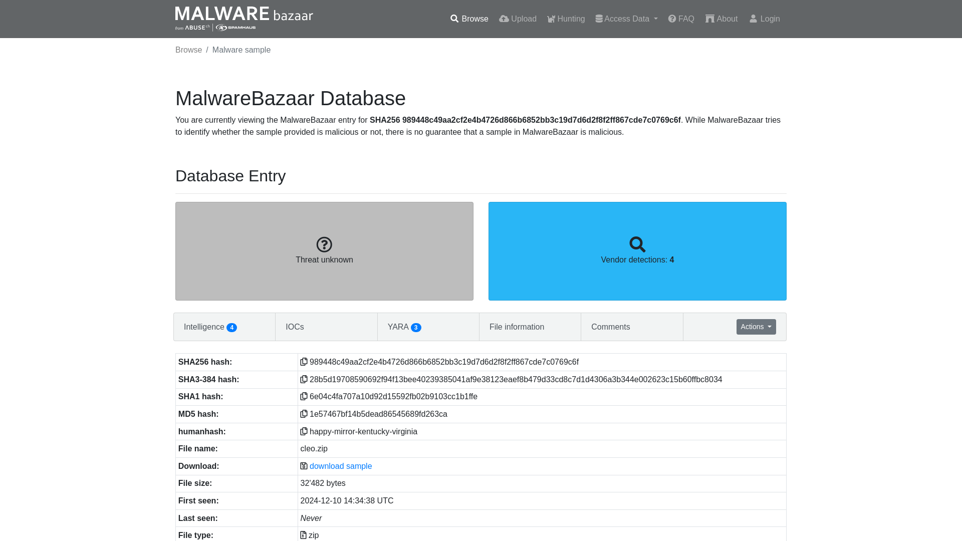 MalwareBazaar | SHA256 989448c49aa2cf2e4b4726d866b6852bb3c19d7d6d2f8f2ff867cde7c0769c6f