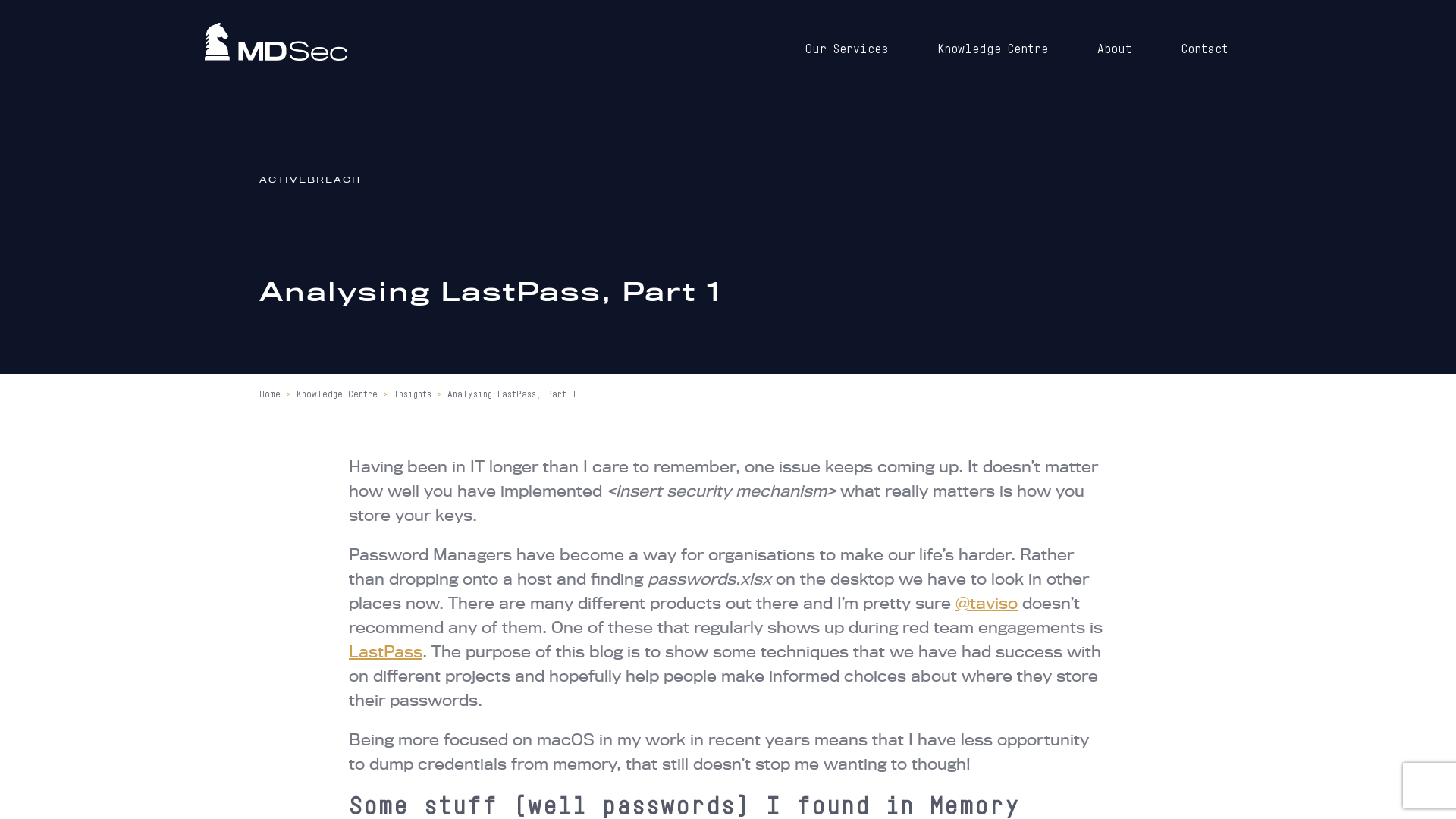 Analysing LastPass, Part 1 - MDSec
