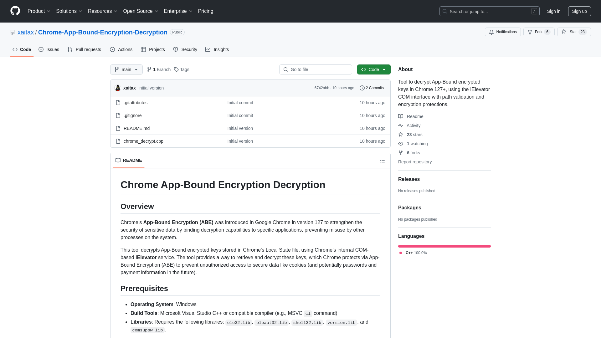 GitHub - xaitax/Chrome-App-Bound-Encryption-Decryption: Tool to decrypt App-Bound encrypted keys in Chrome 127+, using the IElevator COM interface with path validation and encryption protections.