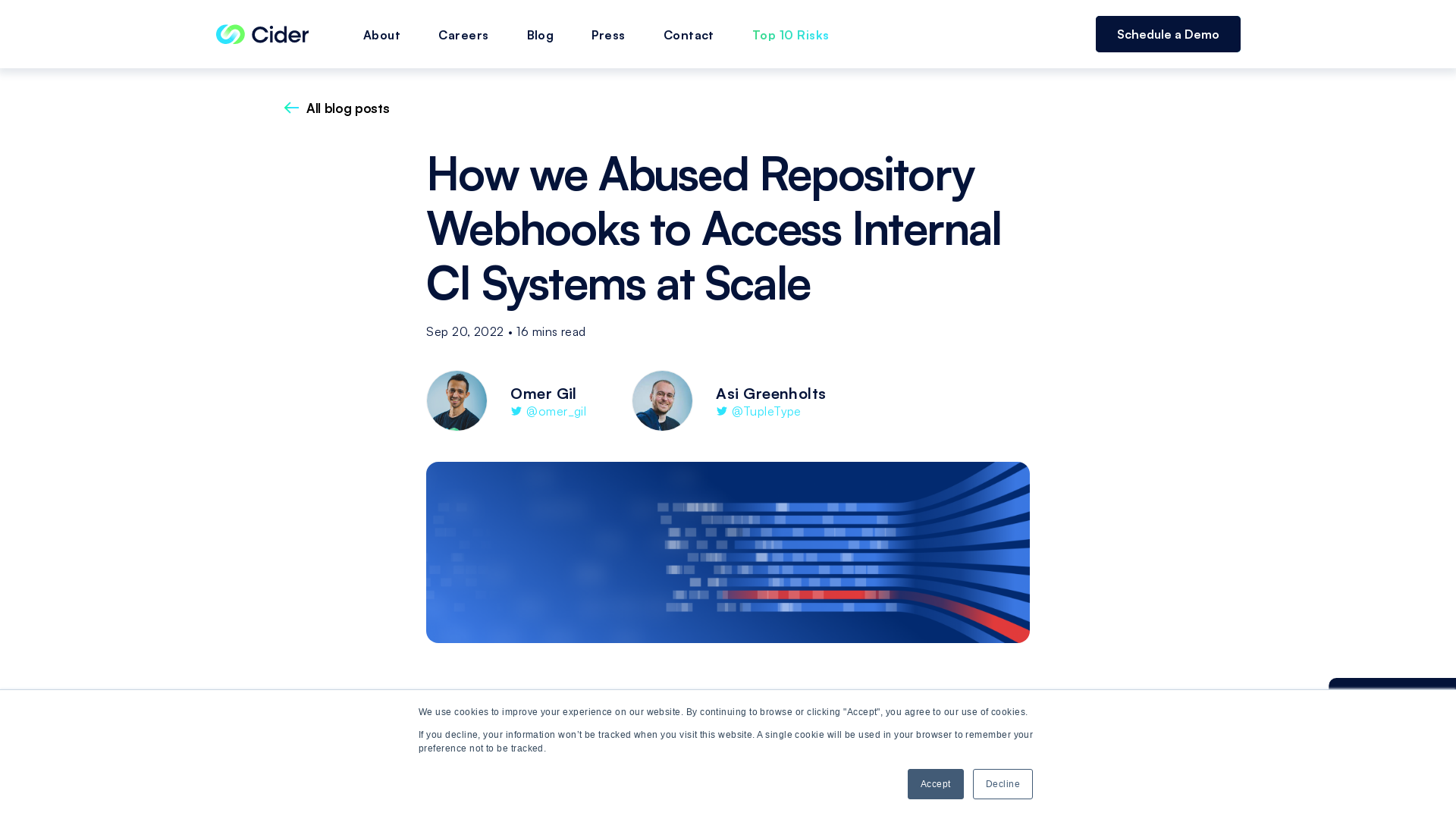 How we Abused Repository Webhooks to Access Internal CI Systems at Scale - Cider Security Site