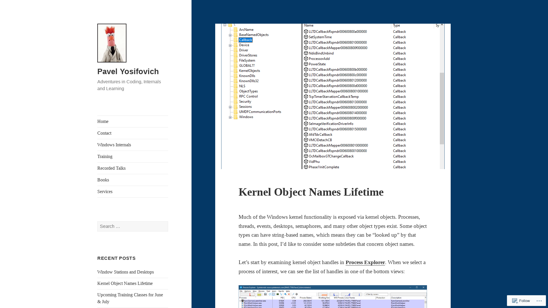 Kernel Object Names Lifetime – Pavel Yosifovich