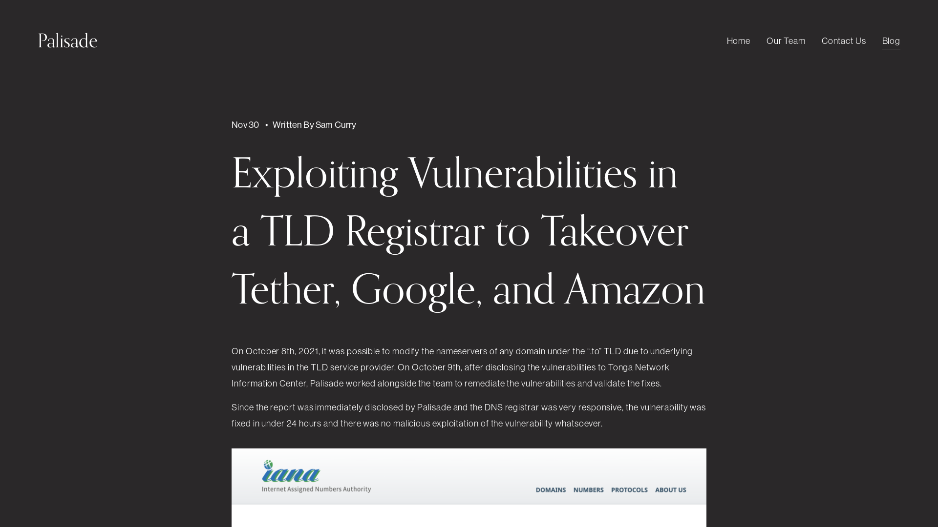 Exploiting Vulnerabilities in a TLD Registrar to Takeover Tether, Google, and Amazon — Palisade