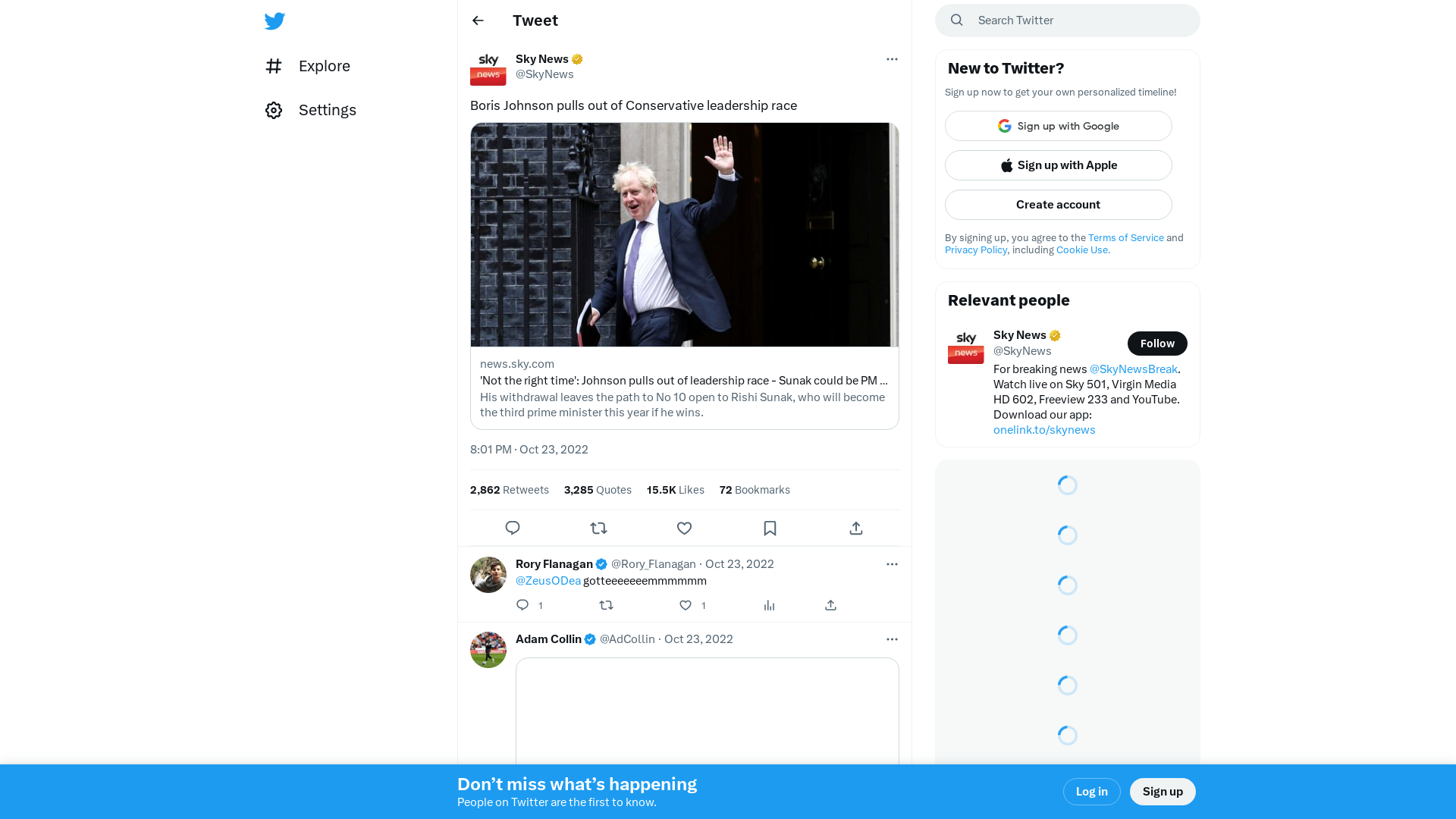 Sky News on Twitter: "Boris Johnson pulls out of Conservative leadership race https://t.co/6lbfBMiJne" / Twitter