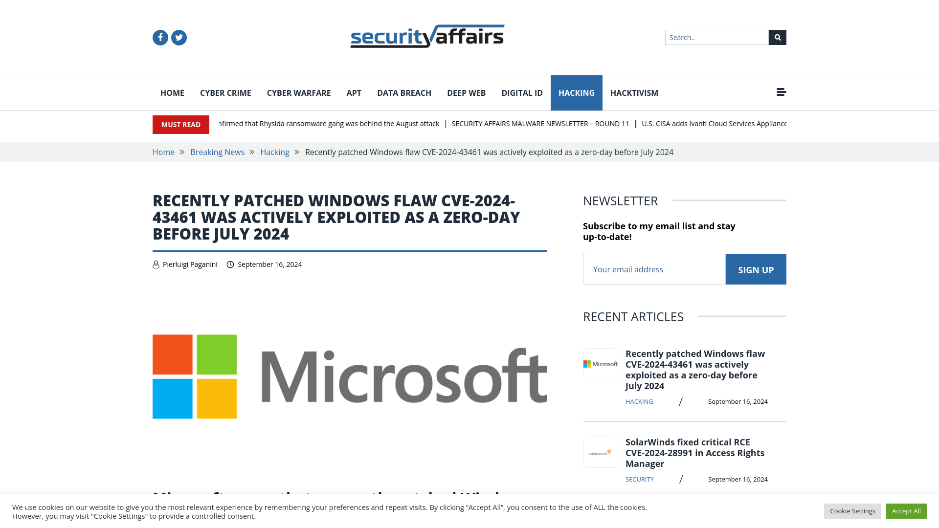 Recently patched Windows flaw CVE-2024-43461 was actively exploited as a zero-day before July 2024