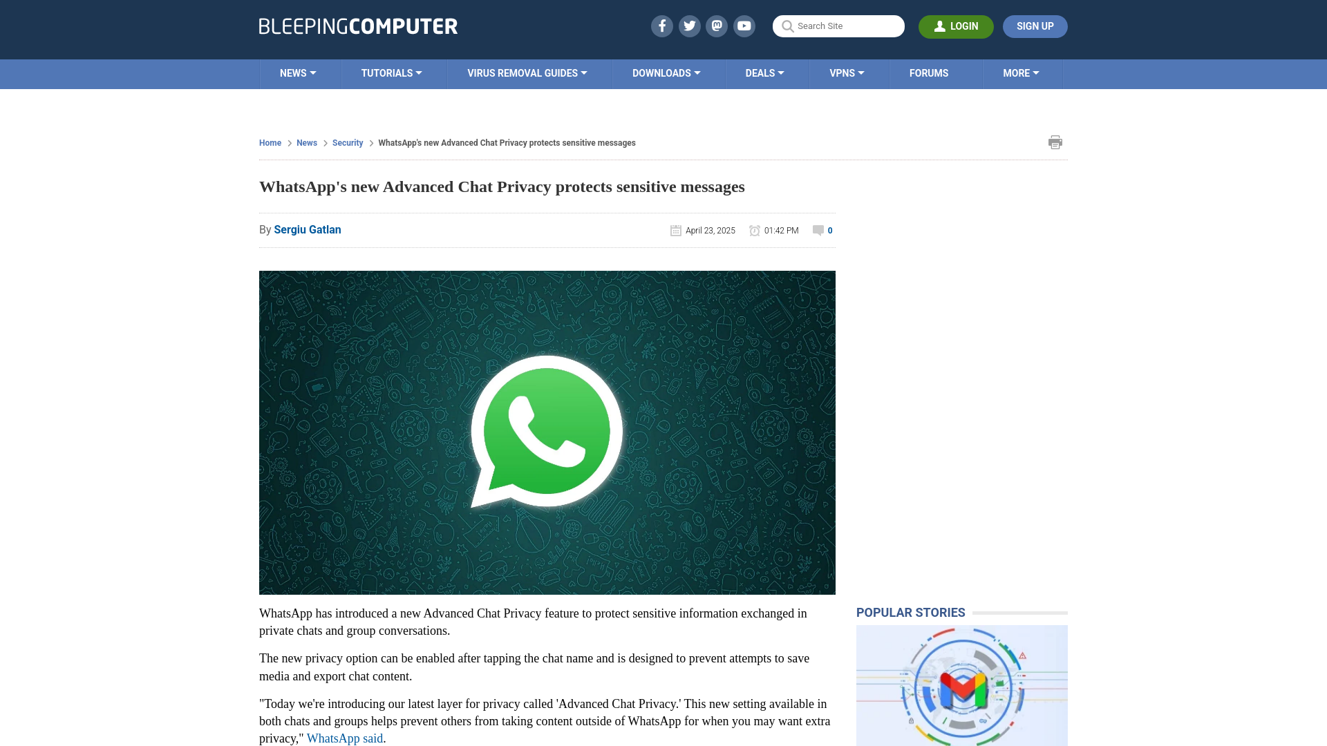 WhatsApp's new Advanced Chat Privacy protects sensitive messages