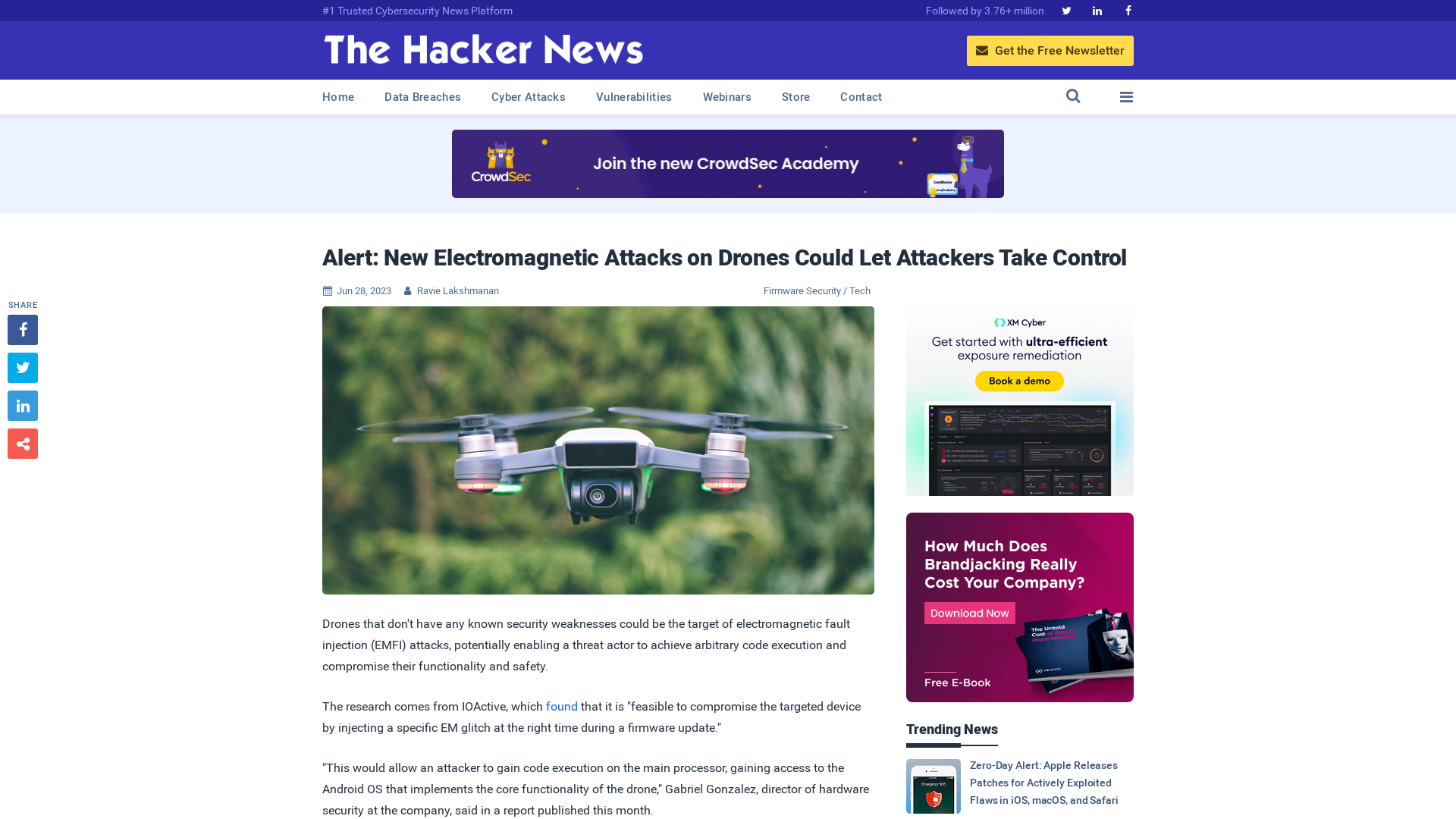 Alert: New Electromagnetic Attacks on Drones Could Let Attackers Take Control