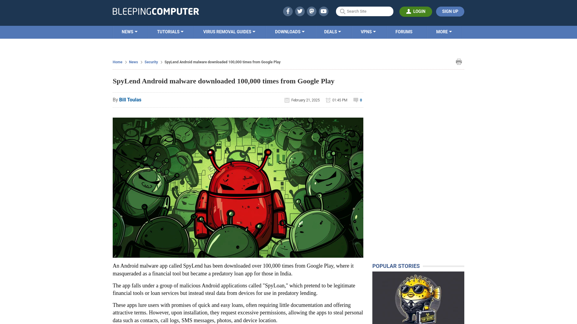 SpyLend Android malware downloaded 100,000 times from Google Play