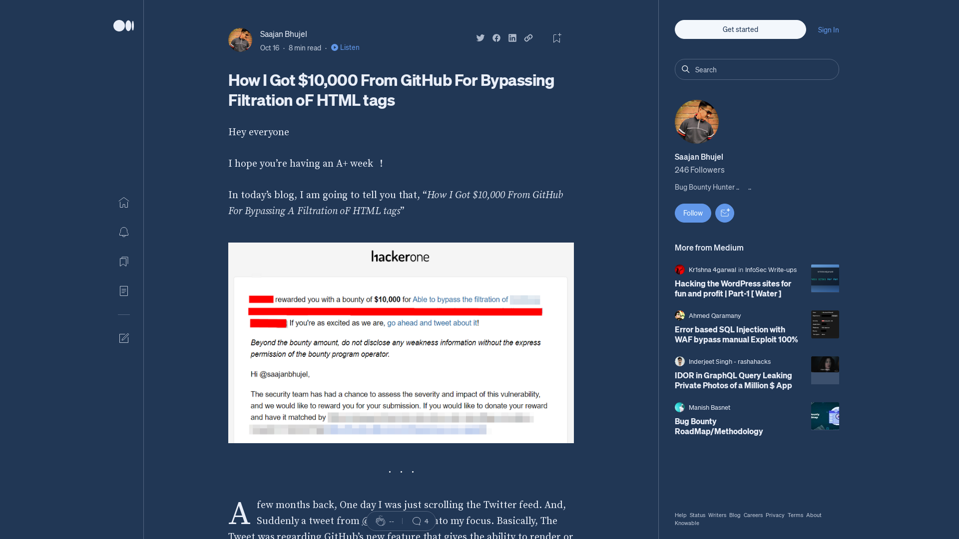 How I Got $10,000 From GitHub For Bypassing Filtration oF HTML tags | by Saajan Bhujel | Oct, 2022 | Medium