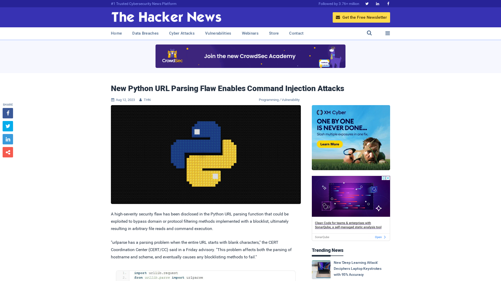 New Python URL Parsing Flaw Enables Command Injection Attacks