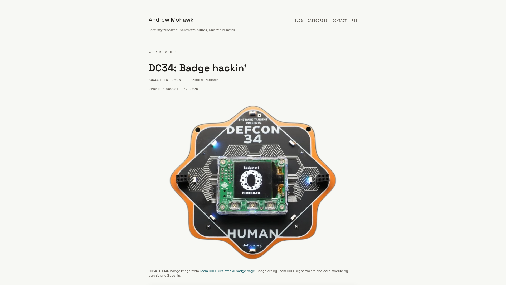 DC34: Badge hackin' · Andrew Mohawk