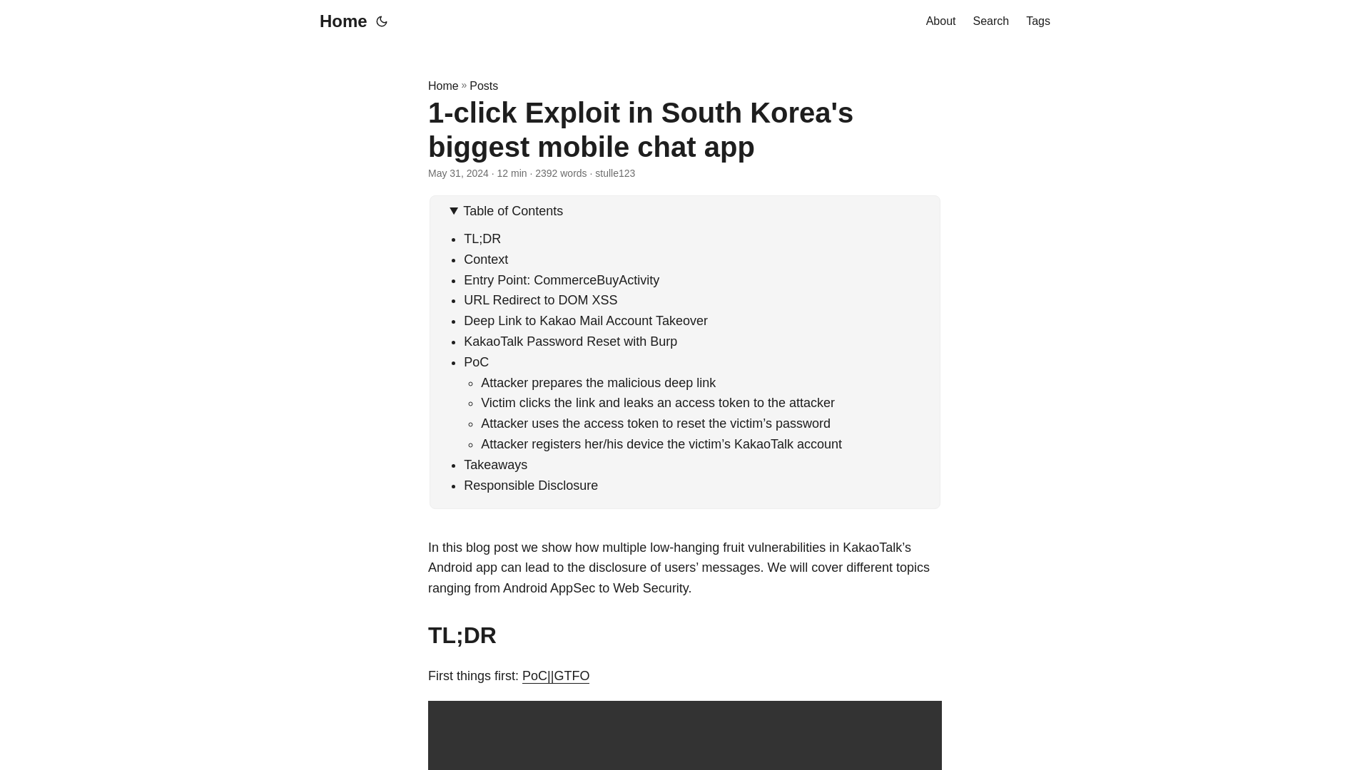 1-click Exploit in South Korea's biggest mobile chat app | stulle123's Blog