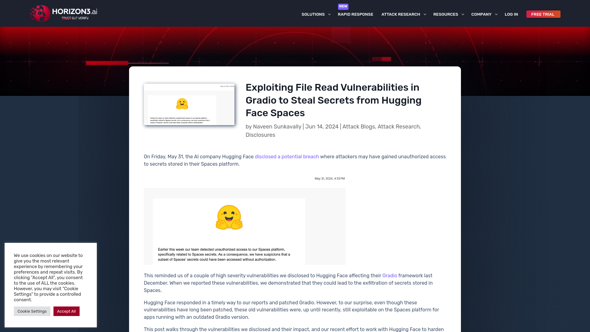 Exploiting File Read Vulnerabilities in Gradio to Steal Secrets from Hugging Face Spaces – Horizon3.ai