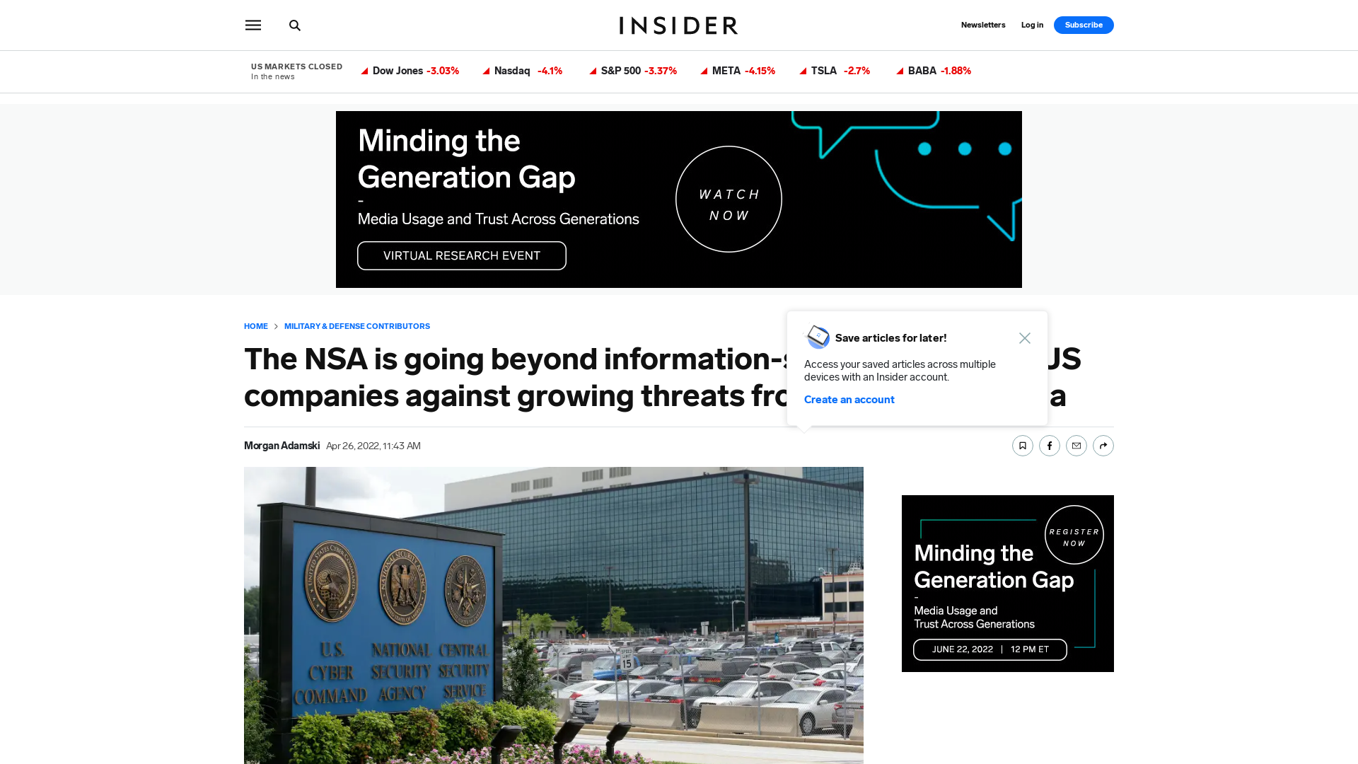 NSA Goes Beyond Info-Sharing to Defend US Firms From Russia, China