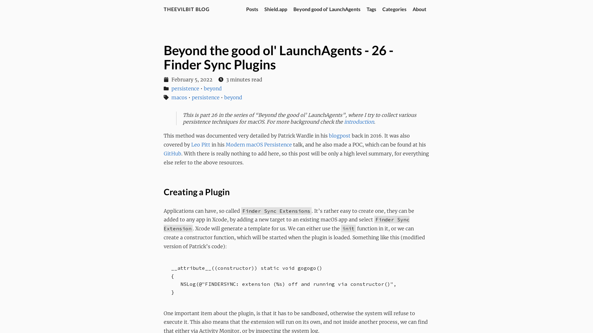 Beyond the good ol' LaunchAgents - 26 - Finder Sync Plugins · theevilbit blog
