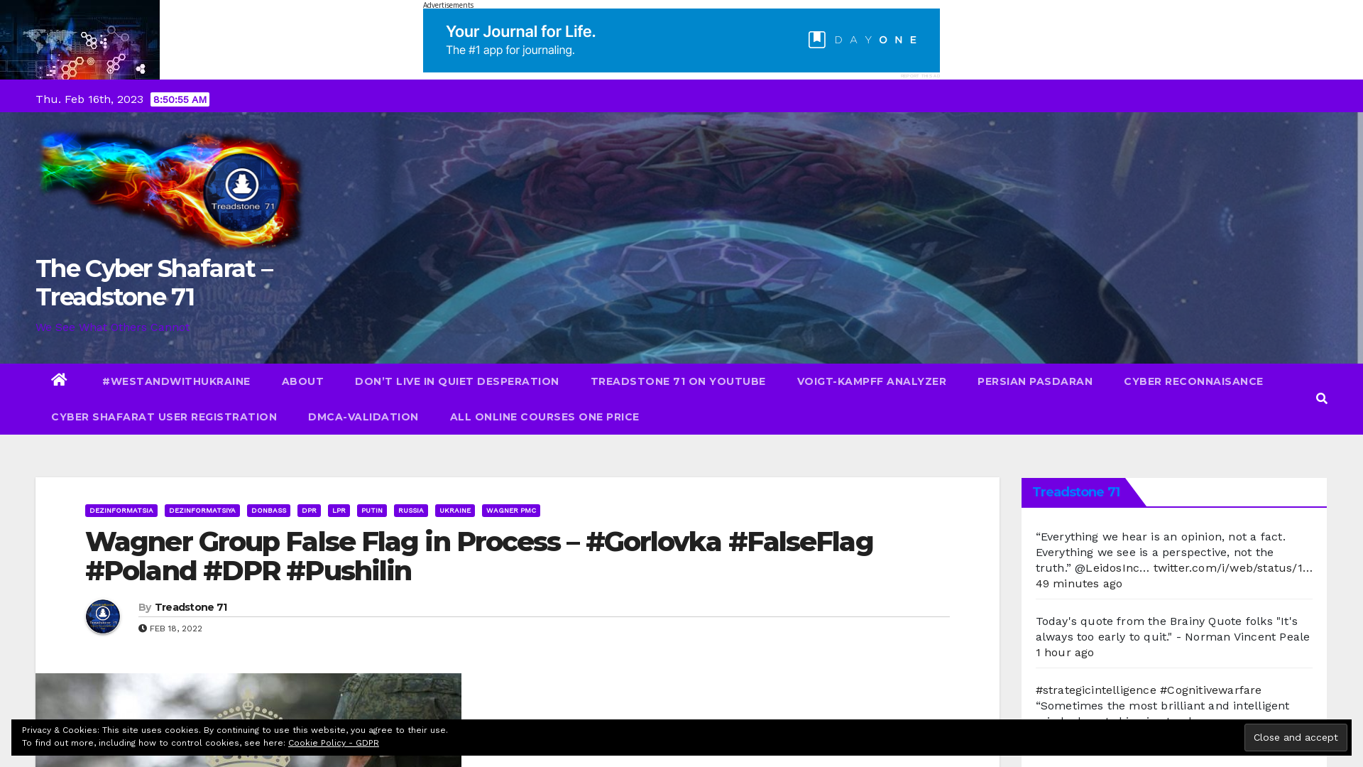 Wagner Group False Flag in Process - #Gorlovka #FalseFlag #Poland #DPR #Pushilin - The Cyber Shafarat - Treadstone 71