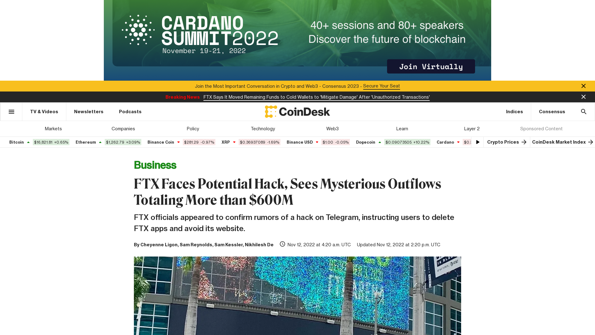 FTX Faces Potential Hack, Sees Mysterious Outflows Totaling More than $600M