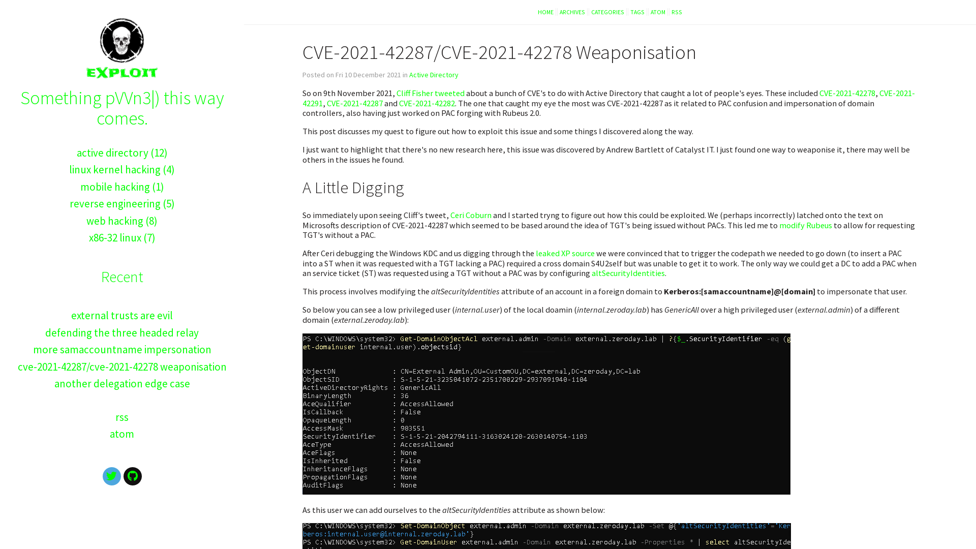 eXploit – CVE-2021-42287/CVE-2021-42278 Weaponisation