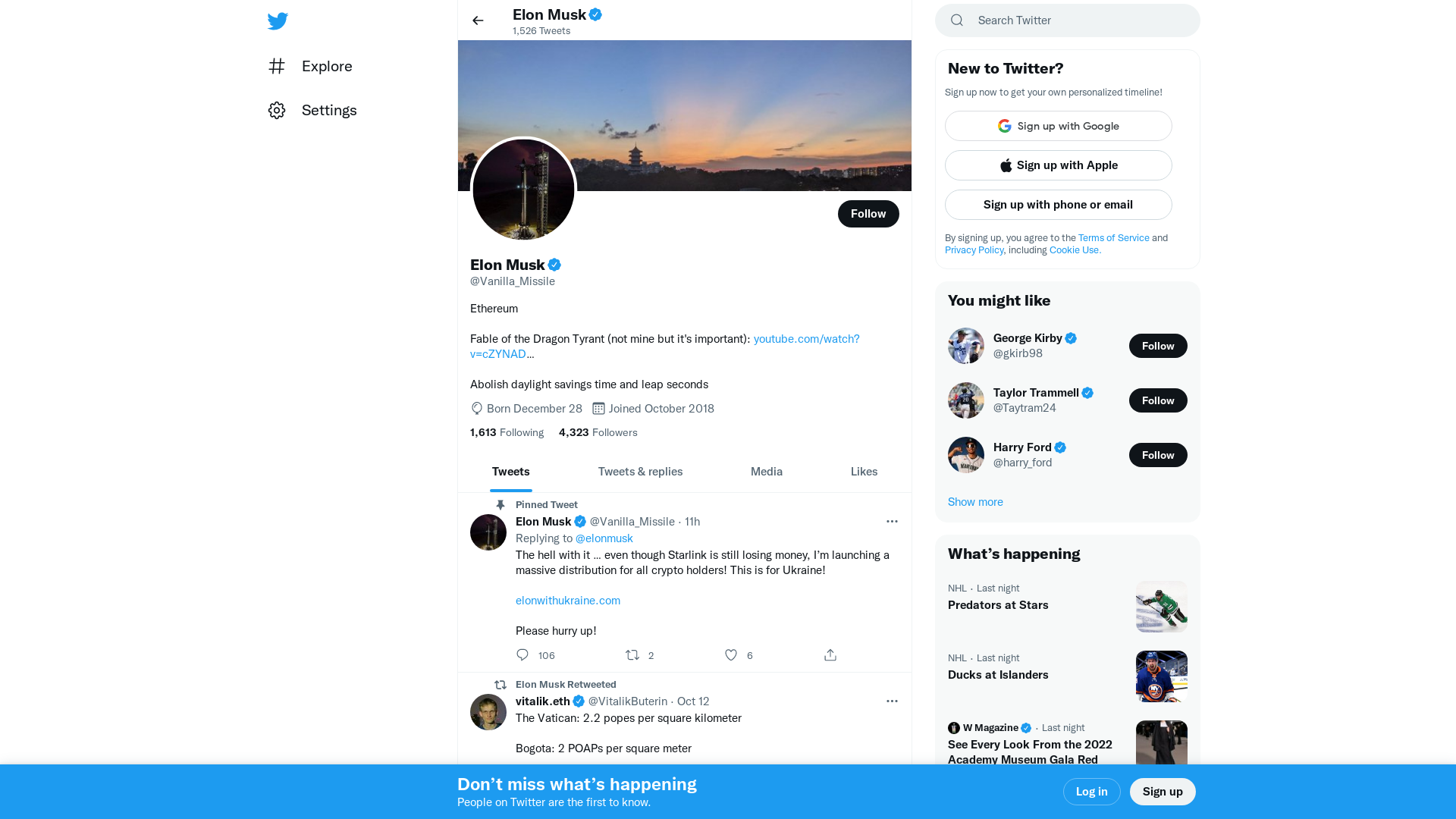 Elon Musk (@Vanilla_Missile) / Twitter