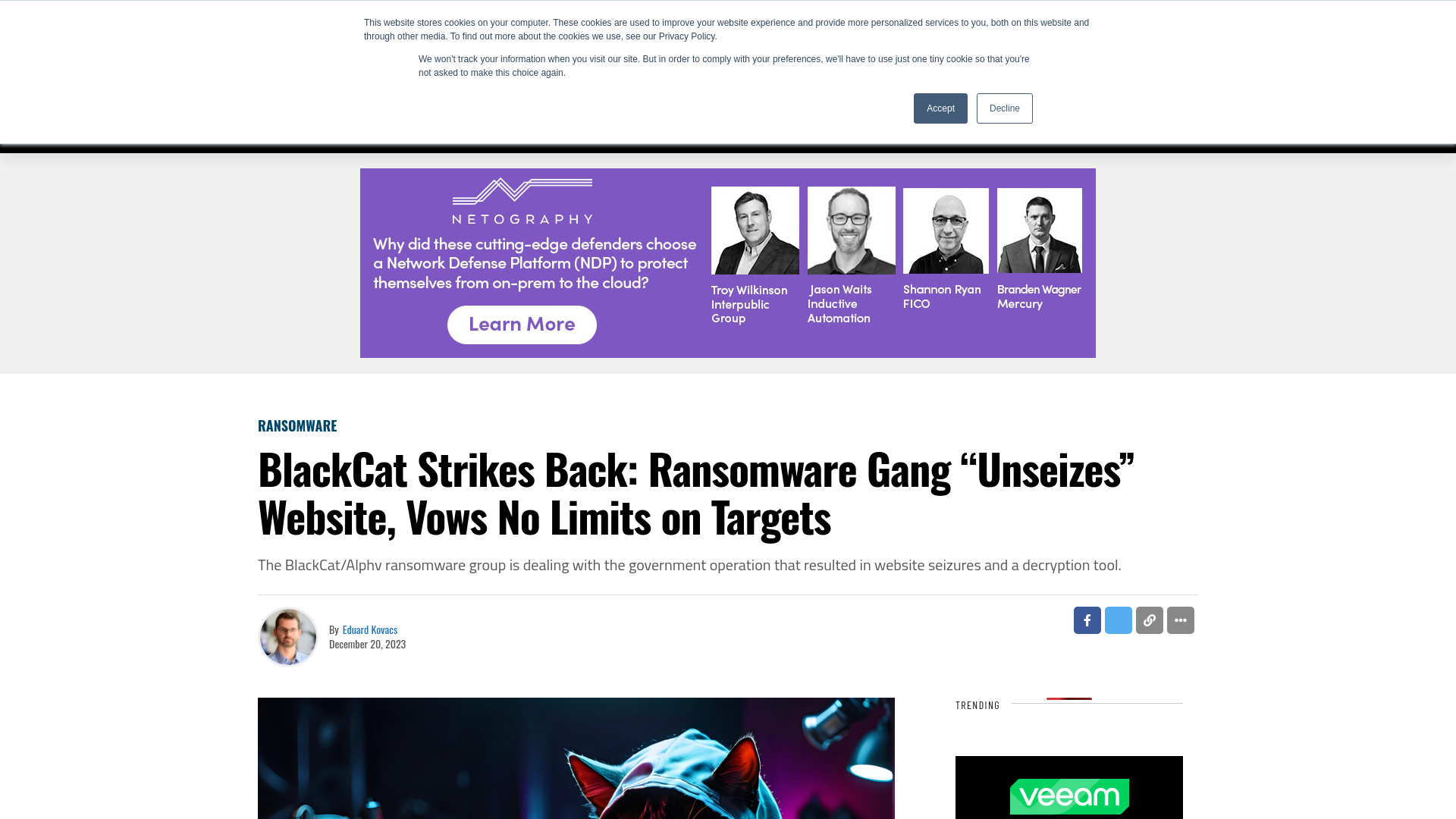 BlackCat Strikes Back: Ransomware Gang “Unseizes” Website, Vows No Limits on Targets - SecurityWeek