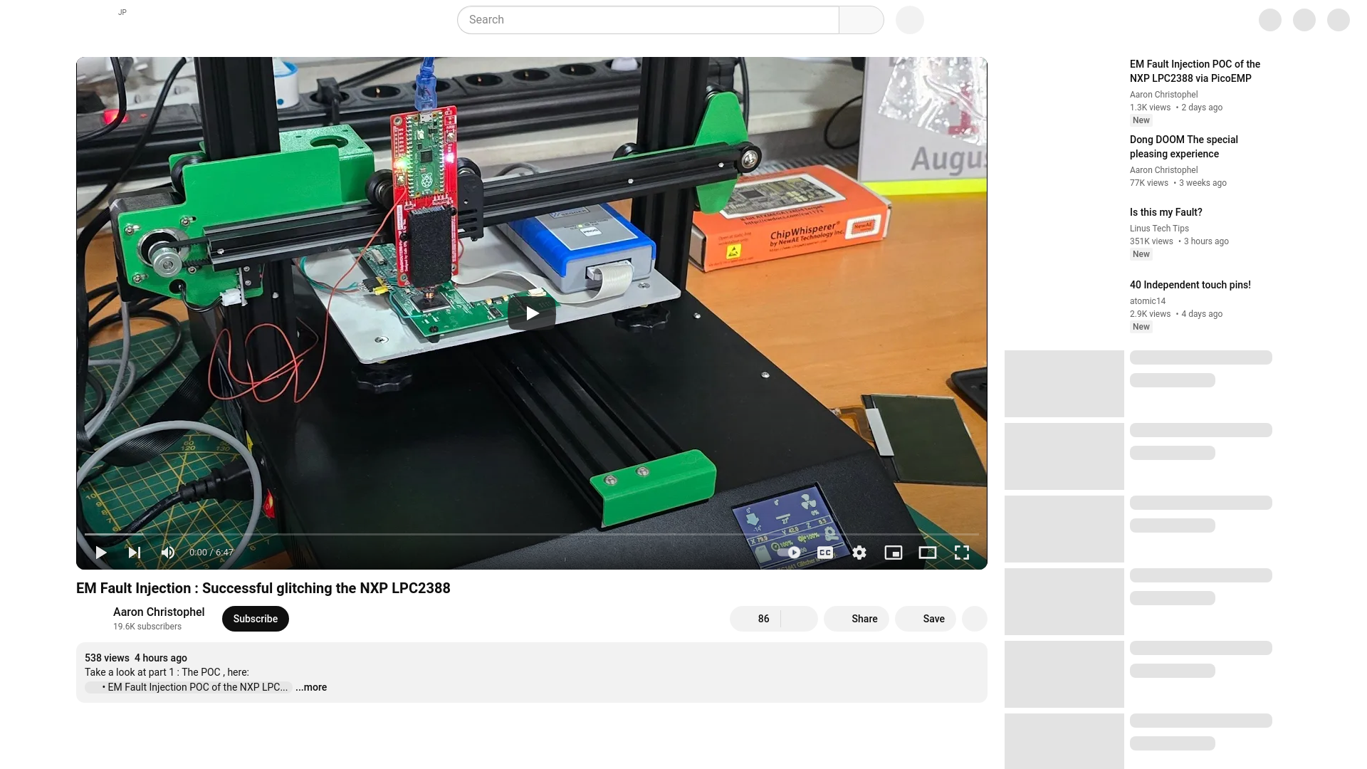 EM Fault Injection : Successful glitching the NXP LPC2388 - YouTube