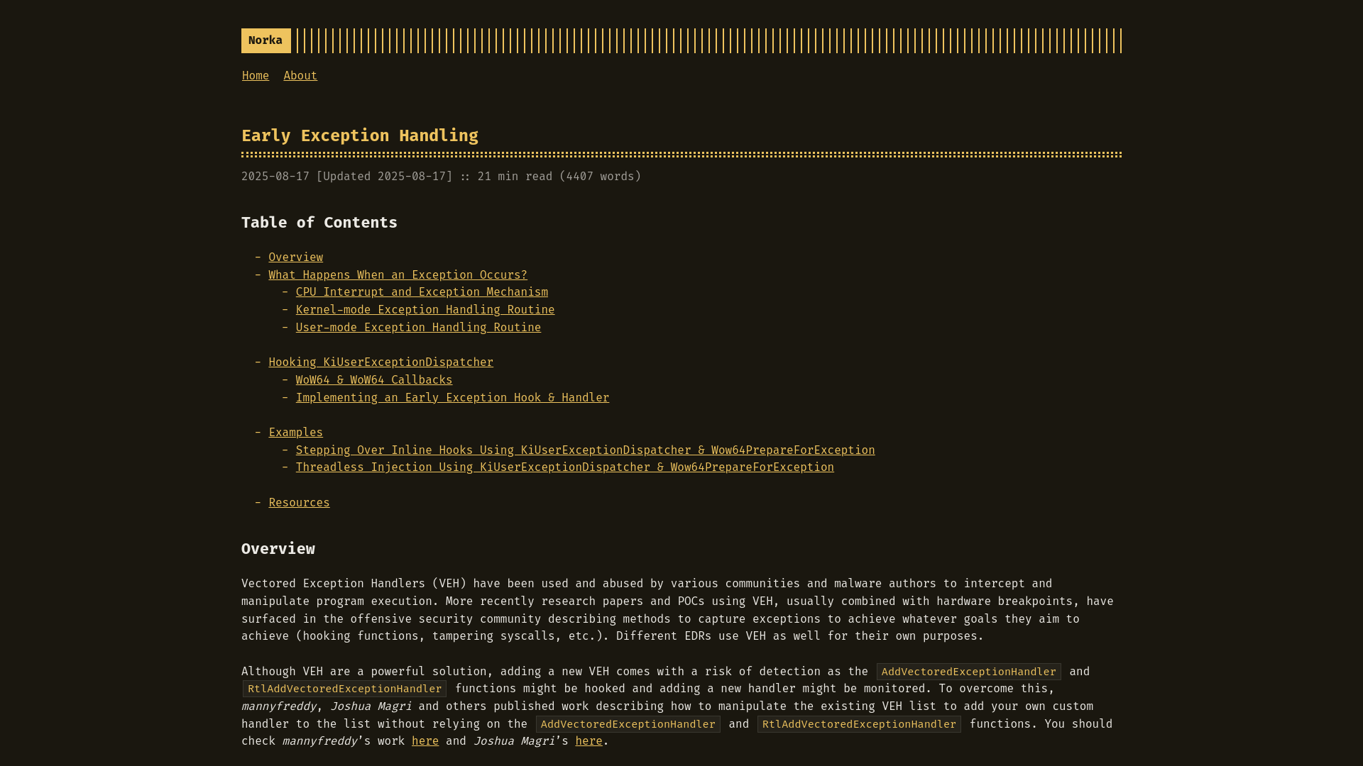 Early Exception Handling