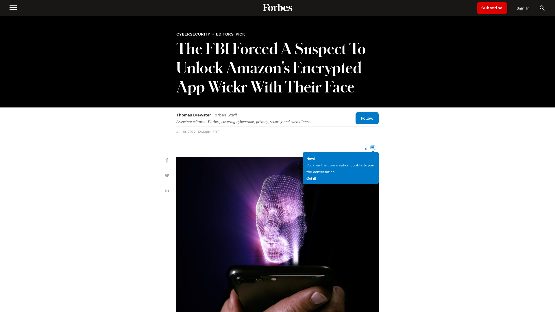 The FBI Forced A Suspect To Unlock Amazon’s Encrypted App Wickr With Their Face