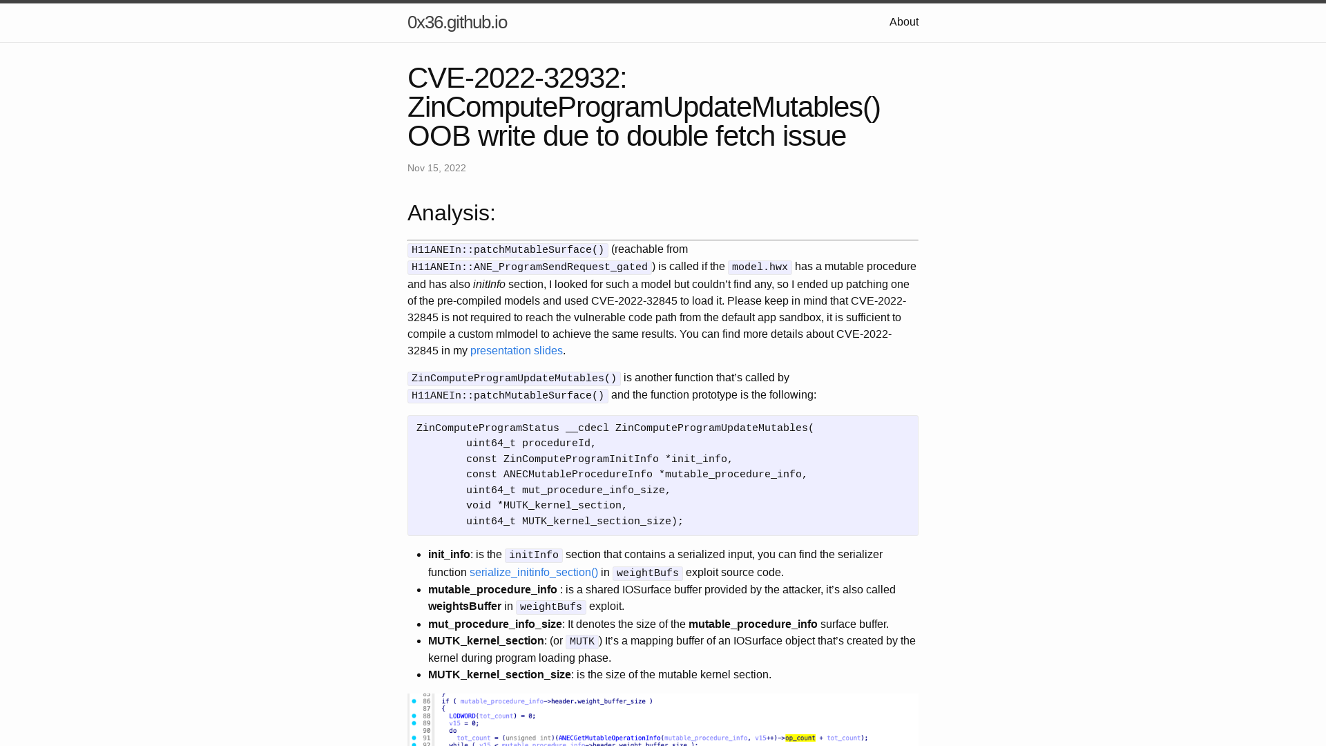 CVE-2022-32932: ZinComputeProgramUpdateMutables() OOB write due to double fetch issue | 0x36.github.io