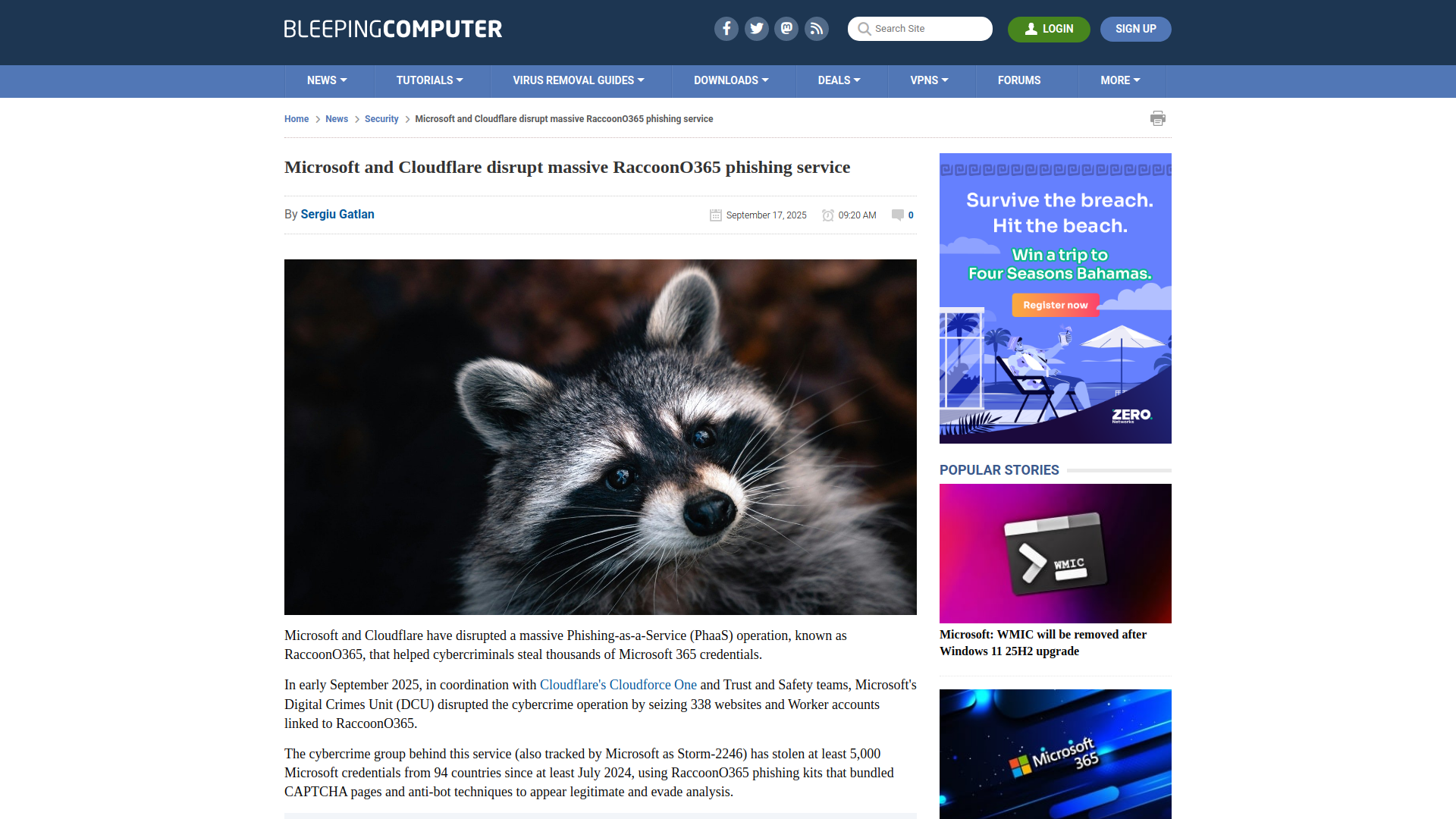 Microsoft and Cloudflare disrupt massive RaccoonO365 phishing service
