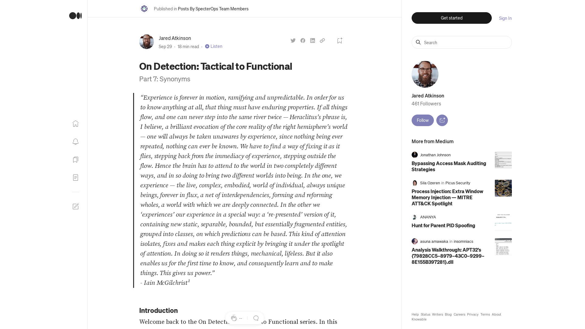 On Detection: Tactical to Functional | by Jared Atkinson | Sep, 2022 | Posts By SpecterOps Team Members