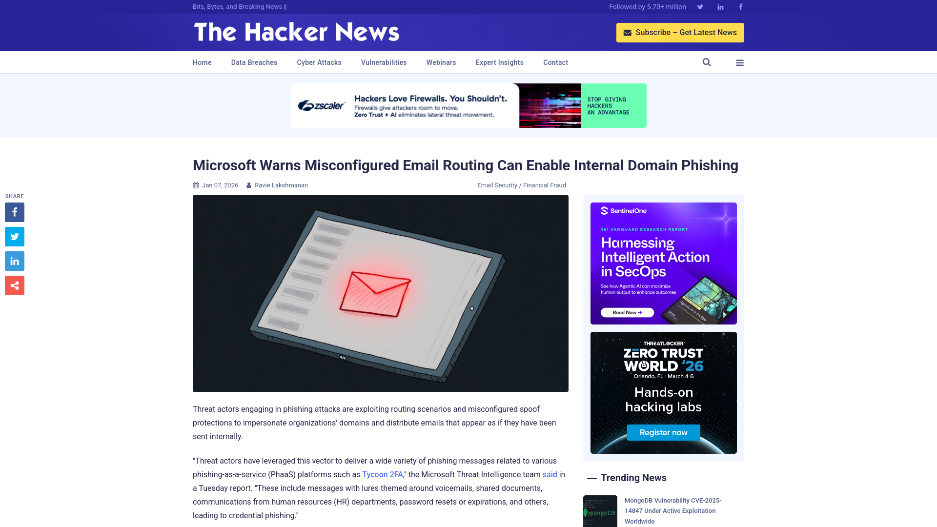 Microsoft Warns Misconfigured Email Routing Can Enable Internal Domain Phishing