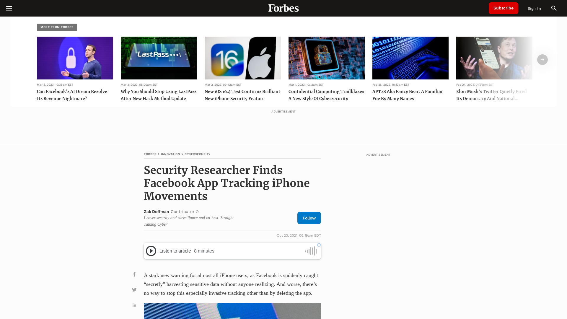 Security Researcher Finds Facebook App Tracking iPhone Movements