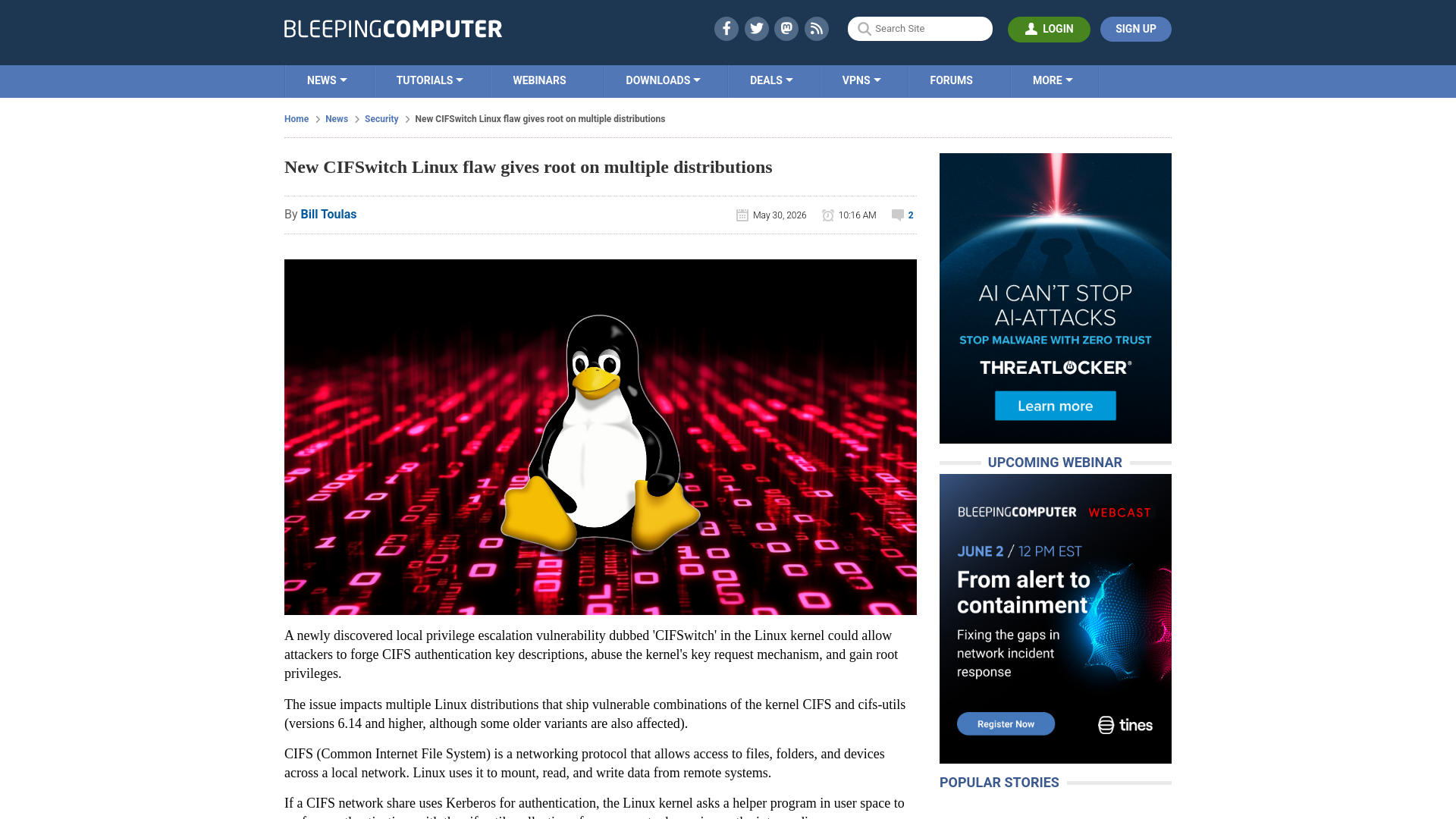 New CIFSwitch Linux flaw gives root on multiple distributions