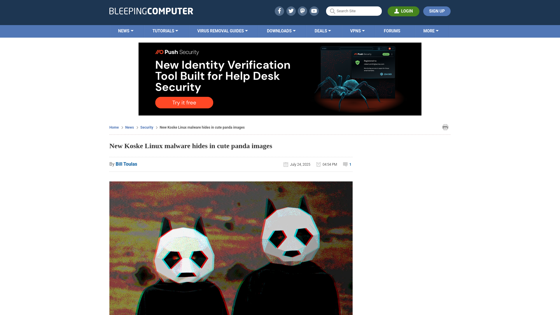 New Koske Linux malware hides in cute panda images