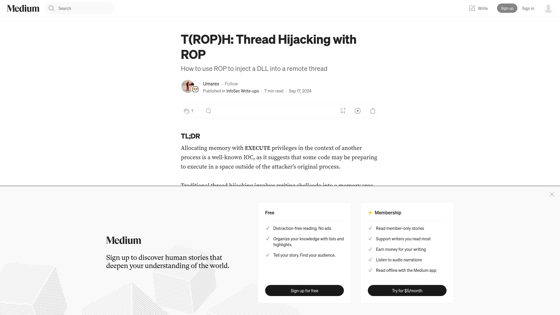 T(ROP)H: Thread Hijacking with ROP | by Umarex | InfoSec Write-ups