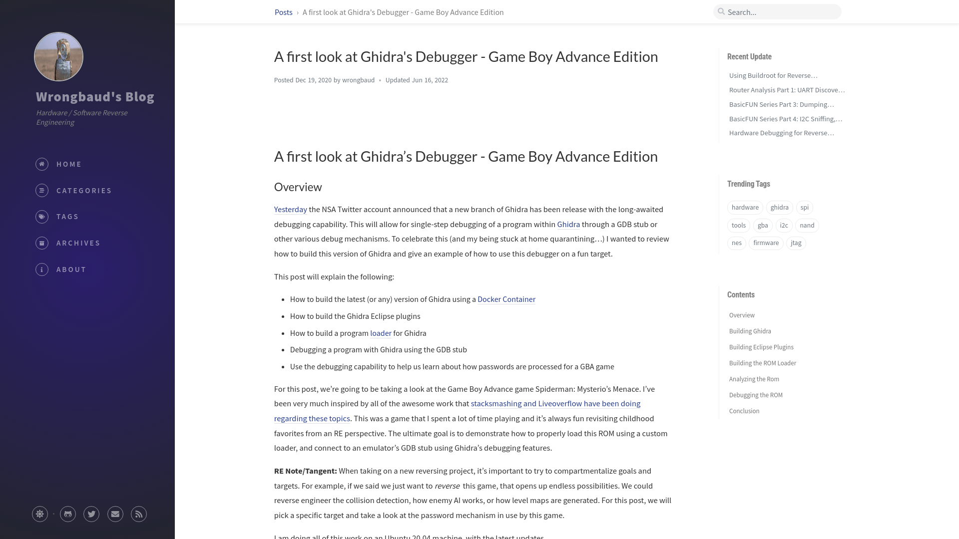A first look at Ghidra's Debugger - Game Boy Advance Edition | Wrongbaud's Blog