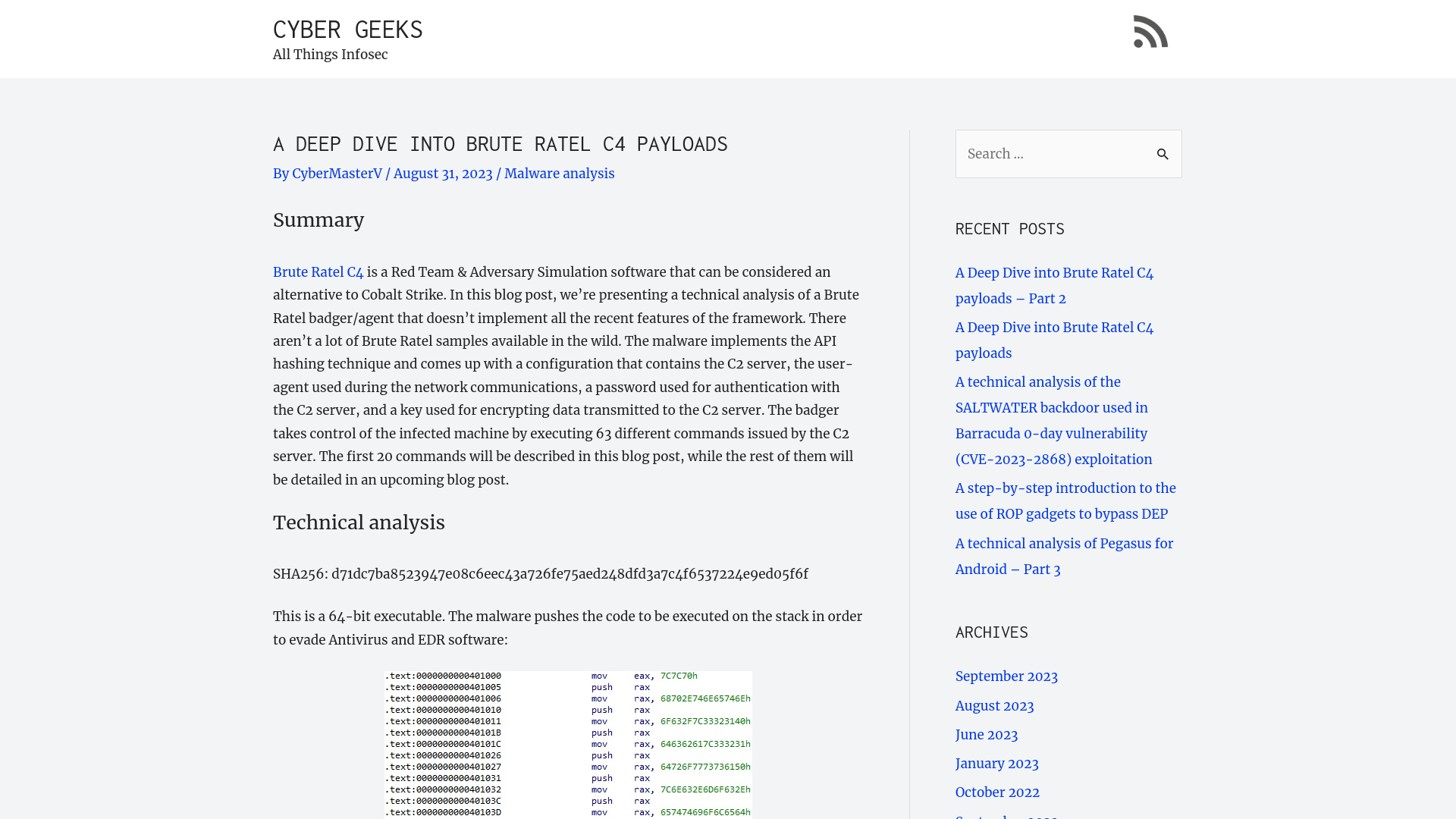 A Deep Dive into Brute Ratel C4 payloads – CYBER GEEKS