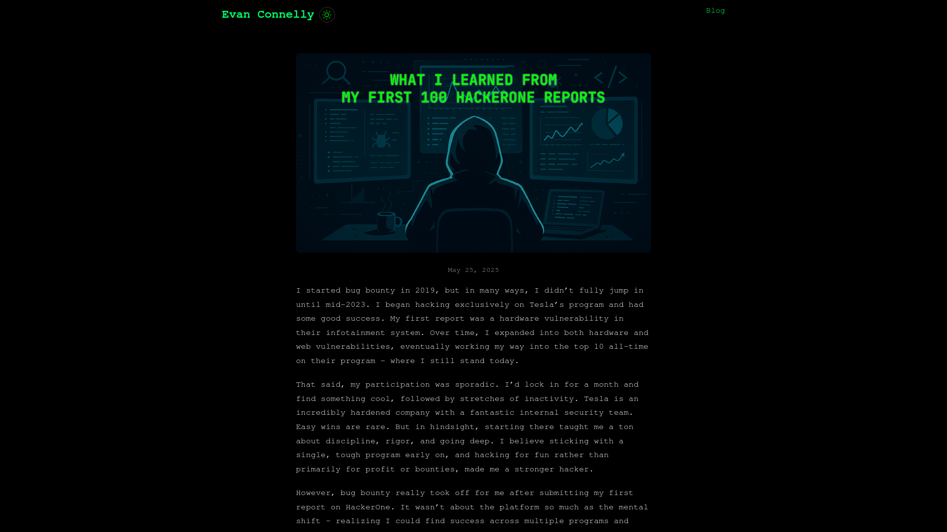 What I Learned From My First 100 HackerOne Reports | Evan Connelly